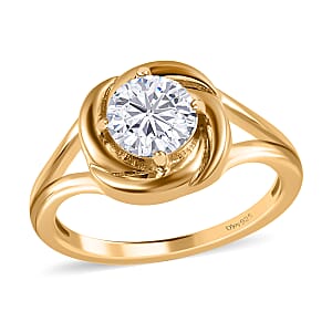 Moissanite Solitaire Ring in Vermeil Yellow Gold Over Sterling Silver (Size 7.0) 0.75 ctw
