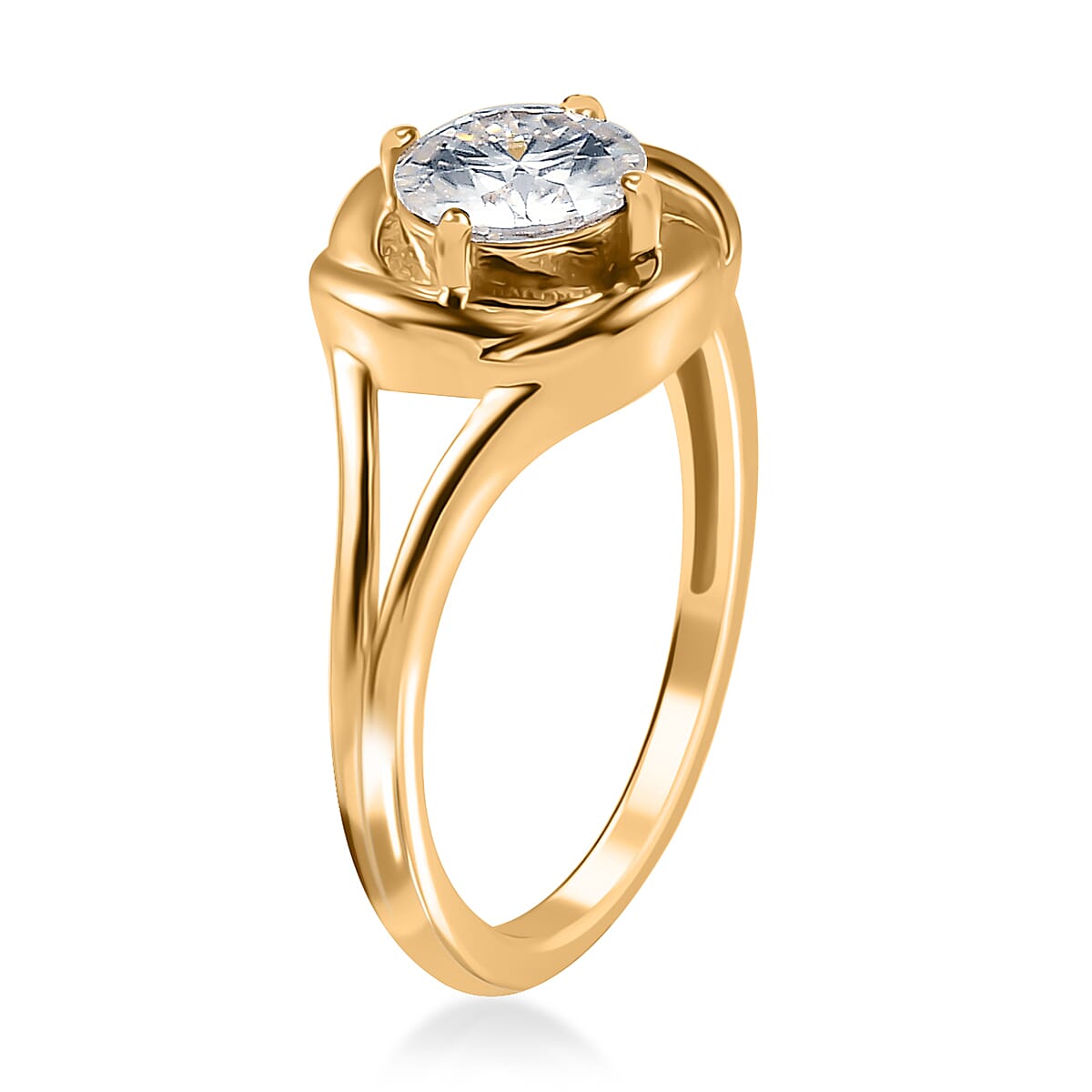 Moissanite Solitaire Ring in Vermeil Yellow Gold Over Sterling Silver (Size 7.0) 0.75 ctw image number 3