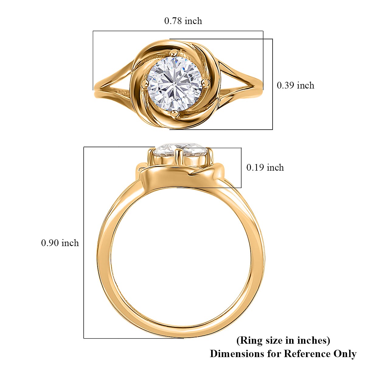 Moissanite Solitaire Ring in Vermeil Yellow Gold Over Sterling Silver (Size 7.0) 0.75 ctw image number 5