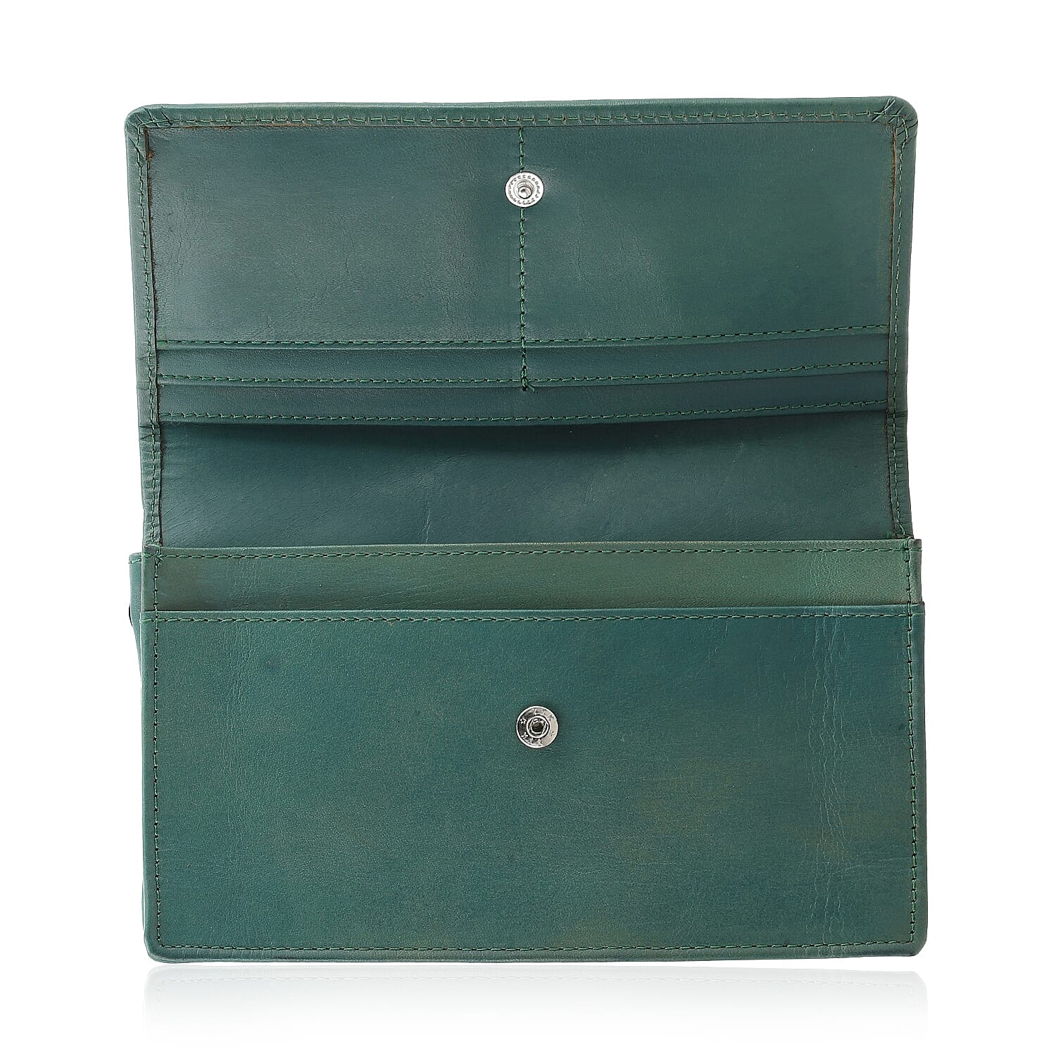 Green RFID Protected Genuine Leather Mobile Phone Crossbody Wallet