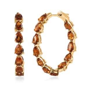 Santa Ana Madeira Citrine Inside Out Hoop Earrings in Vermeil Yellow Gold Over Sterling Silver 8.65 ctw