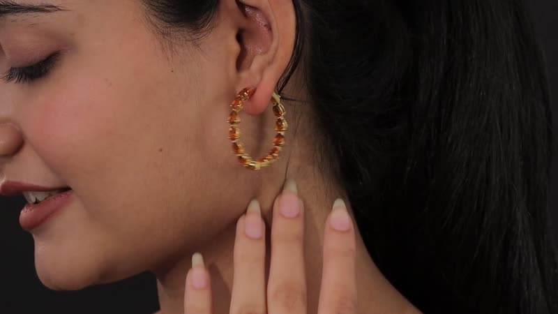 Santa Ana Madeira Citrine Inside Out Hoop Earrings in Vermeil Yellow Gold Over Sterling Silver 8.65 ctw