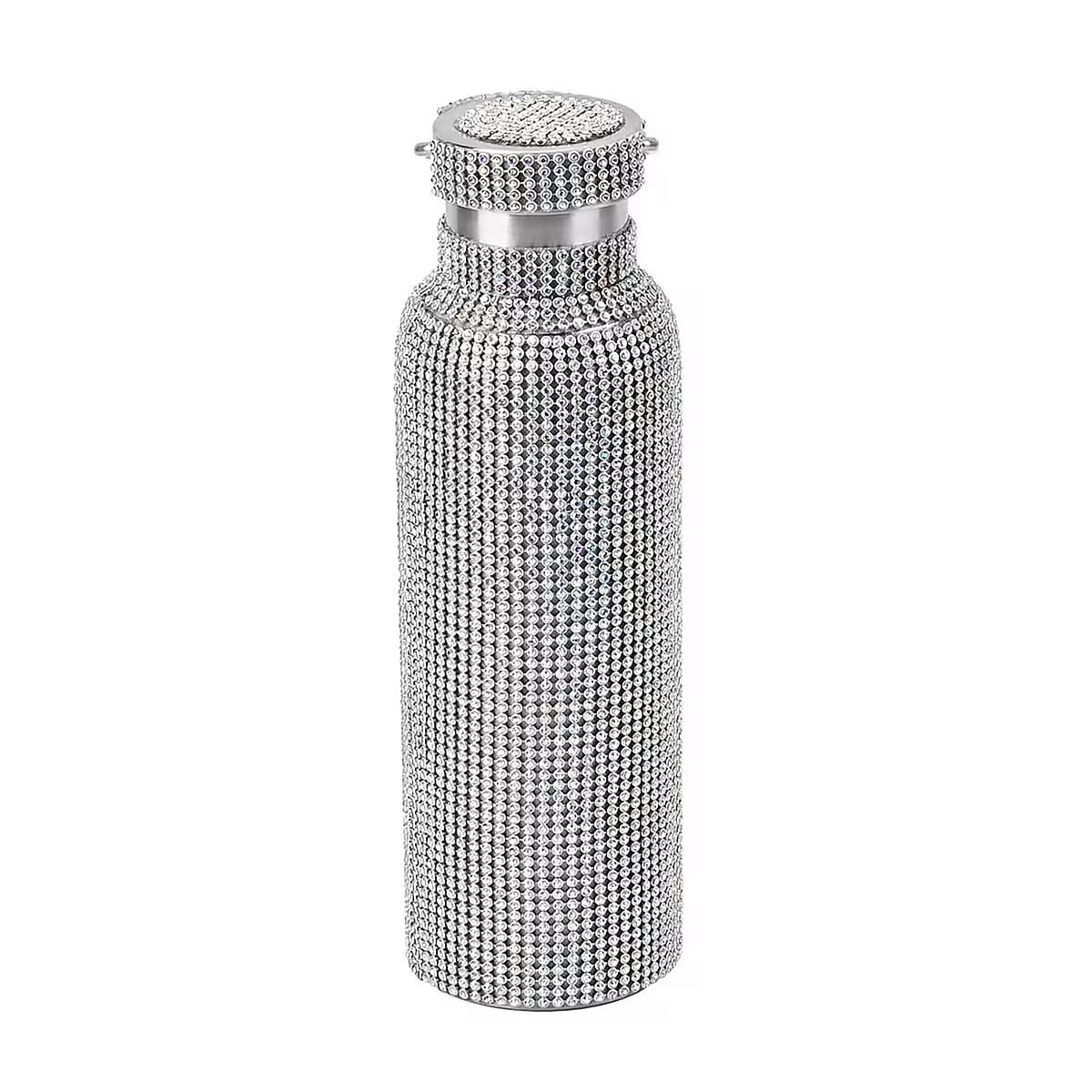 Multicolor Rhinestone Crystal Double Walled Stainless Steel Water Bottle with Strap 20oz image number 0