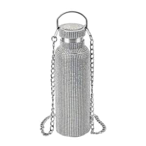 Multicolor Rhinestone Crystal Double Walled Stainless Steel Water Bottle with Strap 20oz