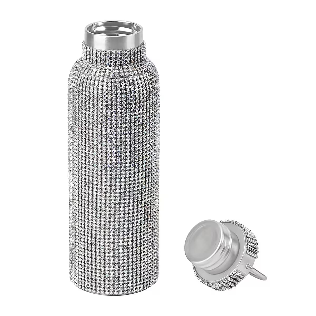 Multicolor Rhinestone Crystal Double Walled Stainless Steel Water Bottle with Strap 20oz image number 6
