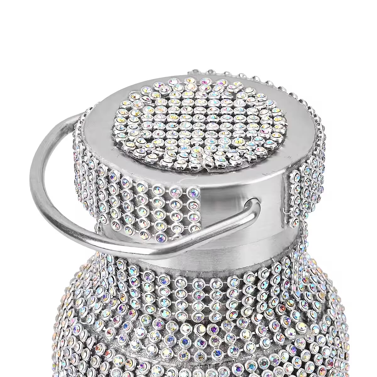 Multicolor Rhinestone Crystal Double Walled Stainless Steel Water Bottle with Strap 20oz image number 7