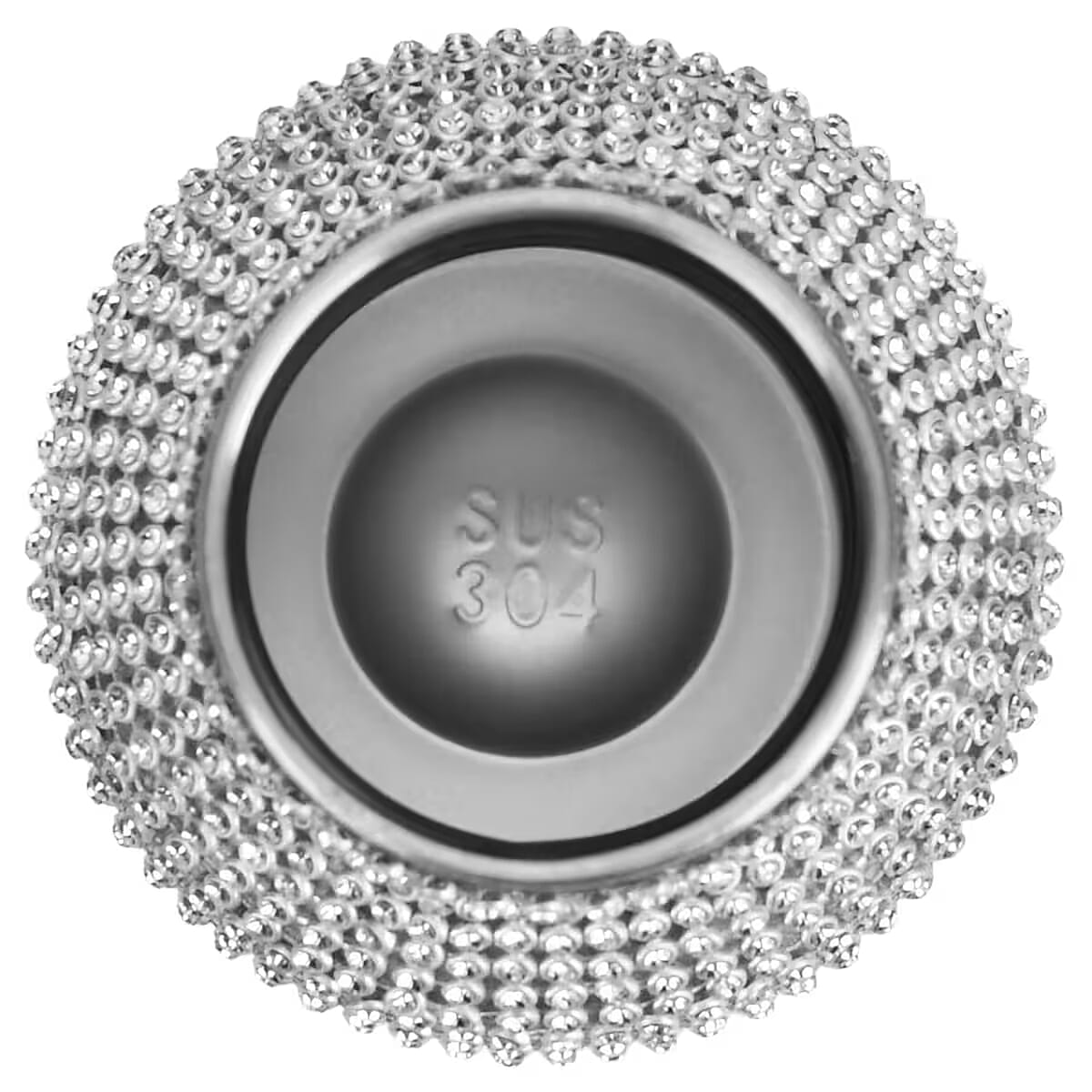 Crystal Studded Double Walled Stainless Steel Water Bottle with Detachable Chain Shoulder Strap 20oz- Silver image number 8