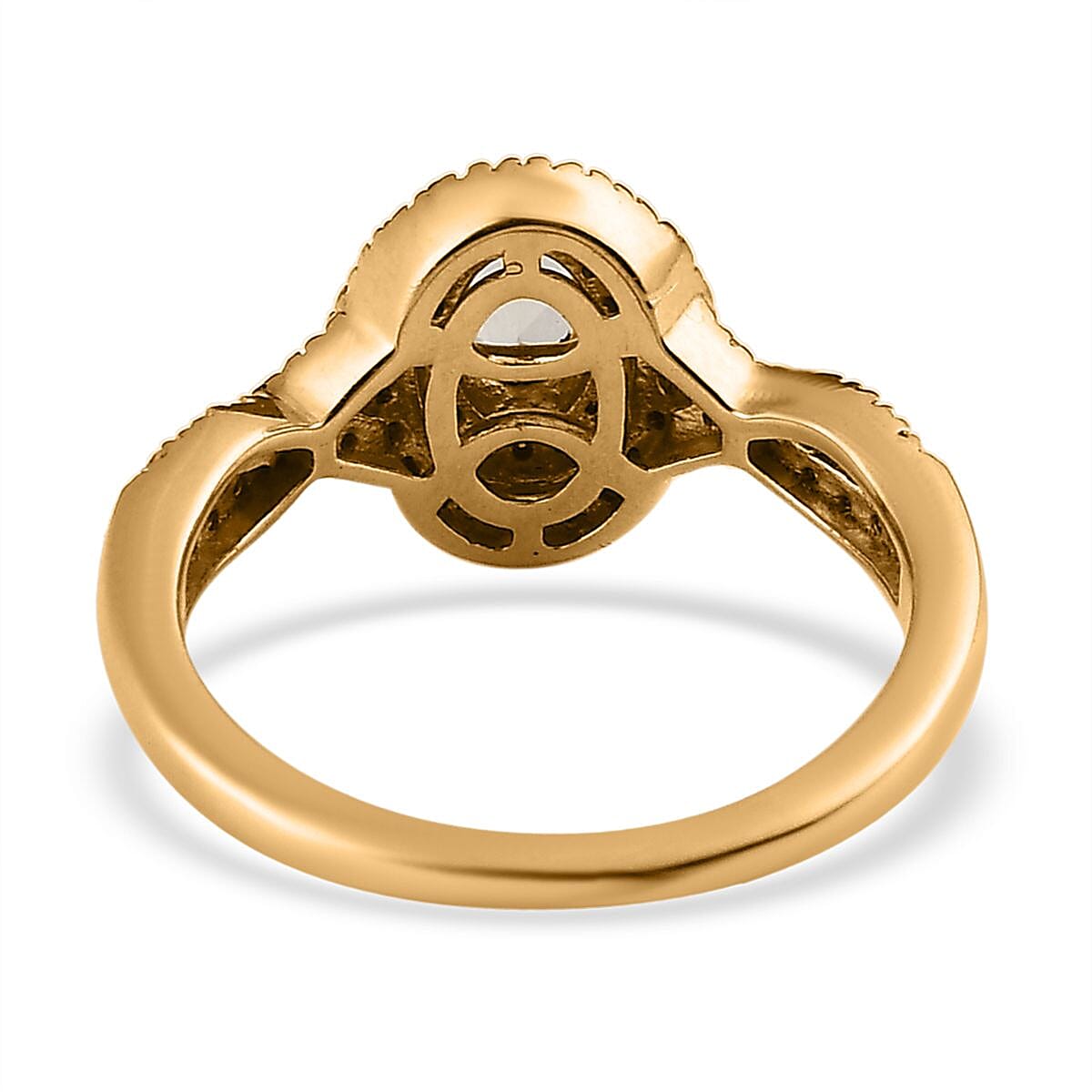 AAA Turkizite, Yellow and White Diamond Double Halo Ring in Vermeil Yellow Gold Over Sterling Silver (Size 5.0) 0.75 ctw image number 4