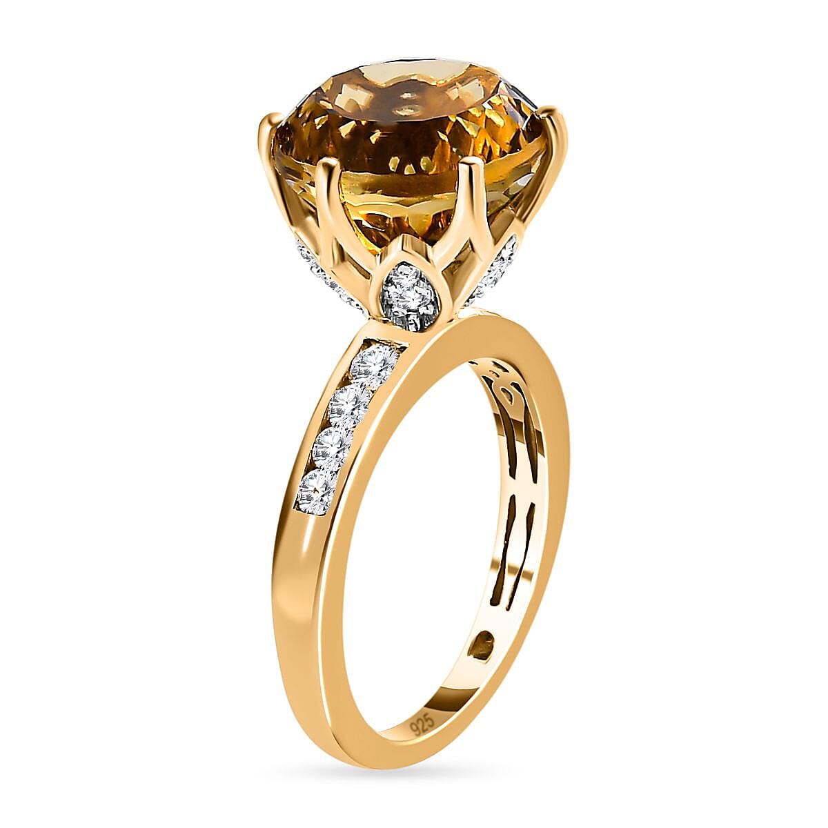 Rose De France Amethyst, White Zircon Ring in Vermeil RG Over Sterling Silver (Size 10.0) 7.20 ctw image number 3