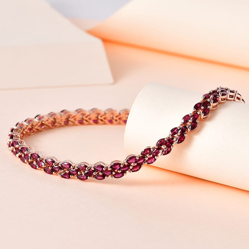 Anthill Garnet Bracelet in Vermeil Rose Gold Over Sterling Silver (6.50 In) 8.10 ctw