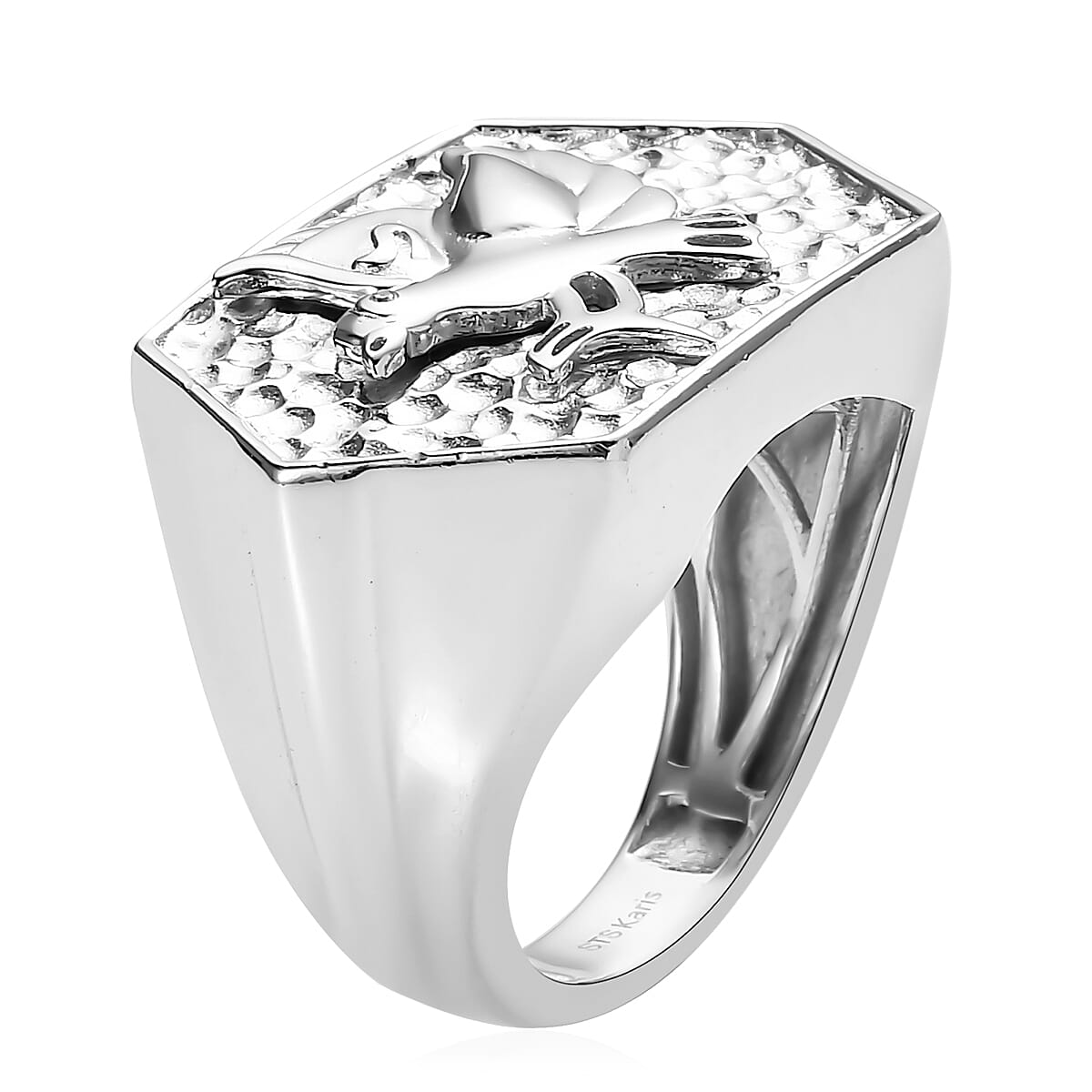 Karis White Diamond Men's Ring in Platinum Bond (Size 9.0) image number 3