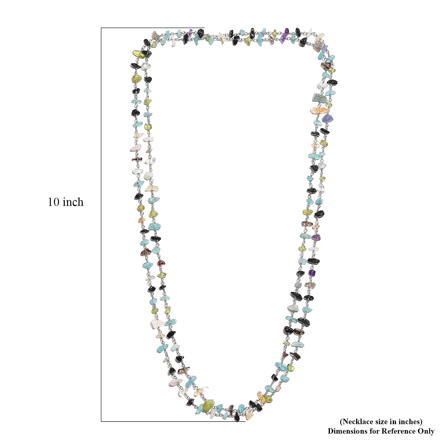 Multi Gemstone Beaded Necklace 48 Inches in Sterling Silver 97.10 ctw