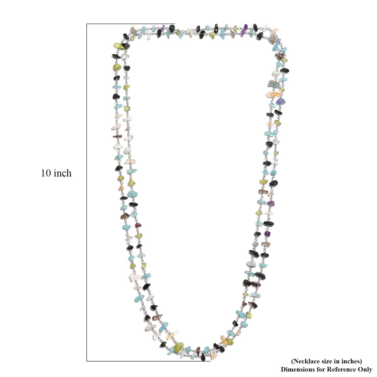 Multi Gemstone Beaded Necklace 48 Inches in Sterling Silver 97.10 ctw image number 4