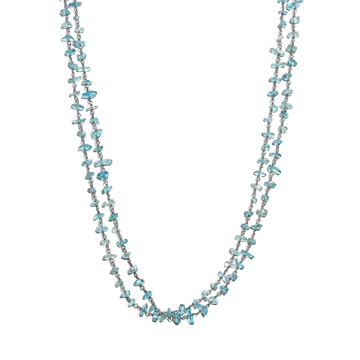 Apatite Beaded Endless Necklace 48 Inches in Sterling Silver 70.60 ctw image number 3