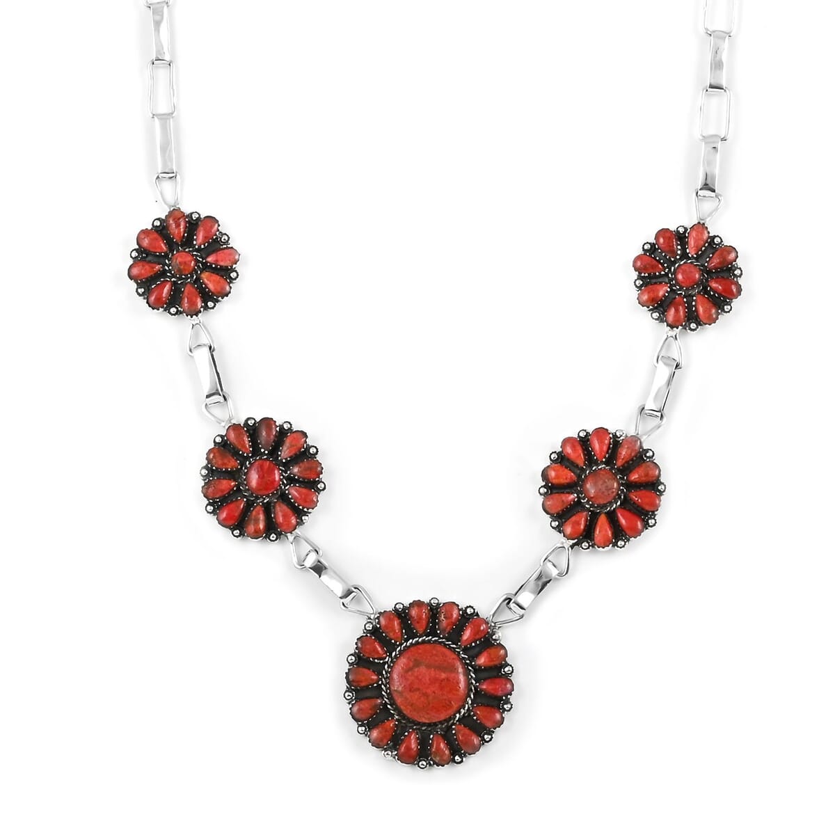 Santa Fe Style Kingman Turquoise Necklace 18 Inches in Sterling Silver 451.50 ctw image number 3