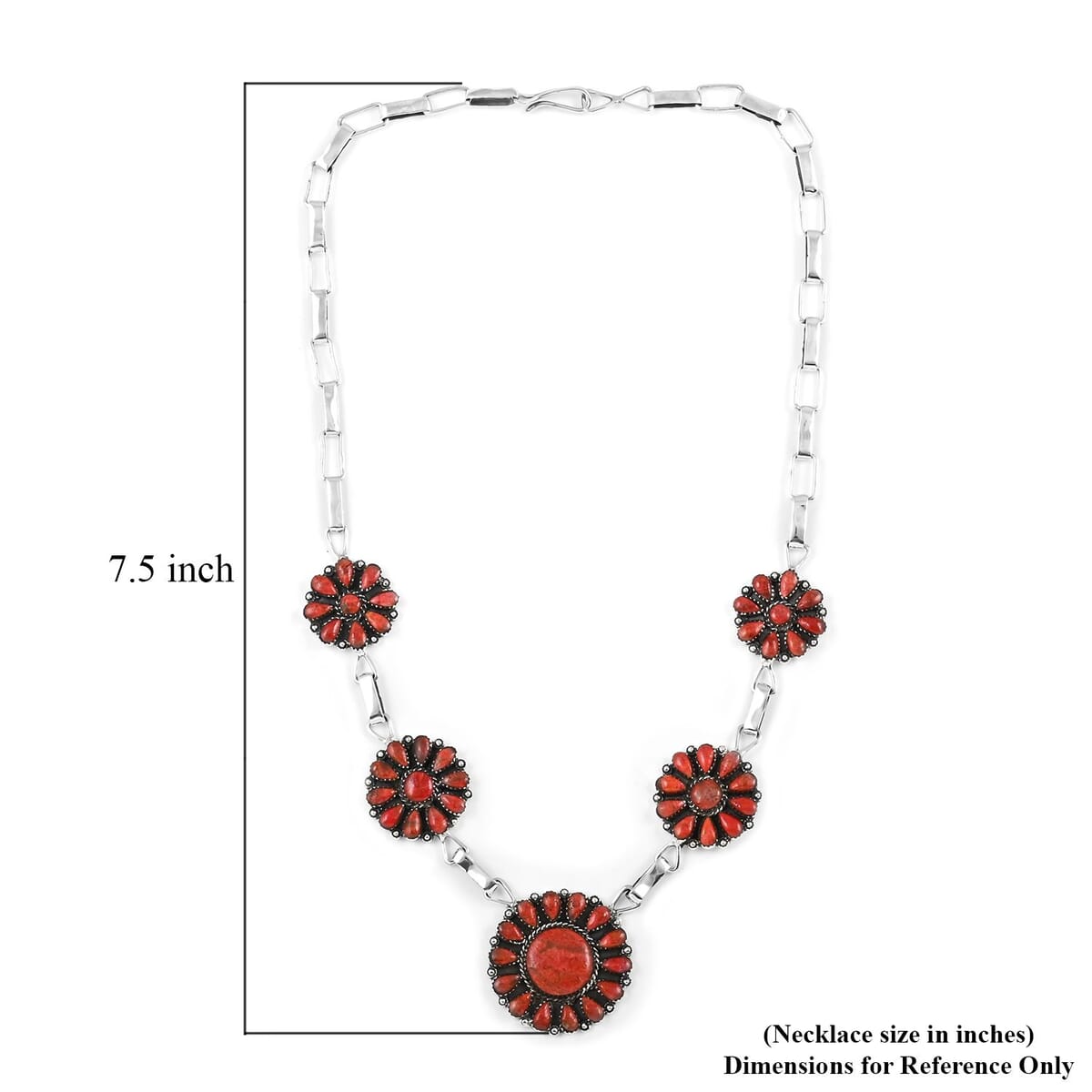 Santa Fe Style Kingman Turquoise Necklace 18 Inches in Sterling Silver 451.50 ctw image number 5
