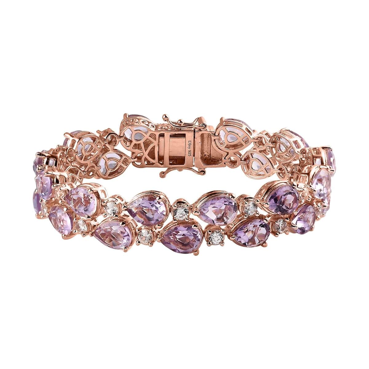 AAA Rose De France Amethyst and White Zircon Bracelet Vermeil Rose Gold Over Sterling Silver (6.50 In) 28.75 ctw image number 0