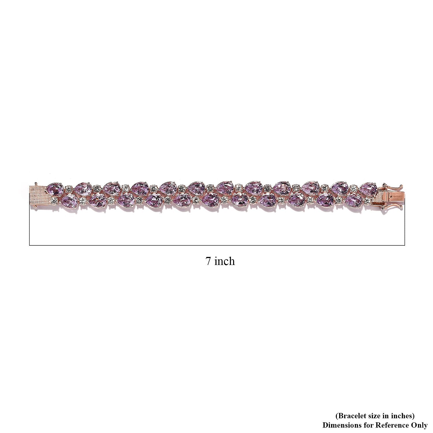 AAA Rose De France Amethyst and White Zircon Bracelet in Vermeil Rose Gold Over Sterling Silver (6.50 In) 28.75 ctw