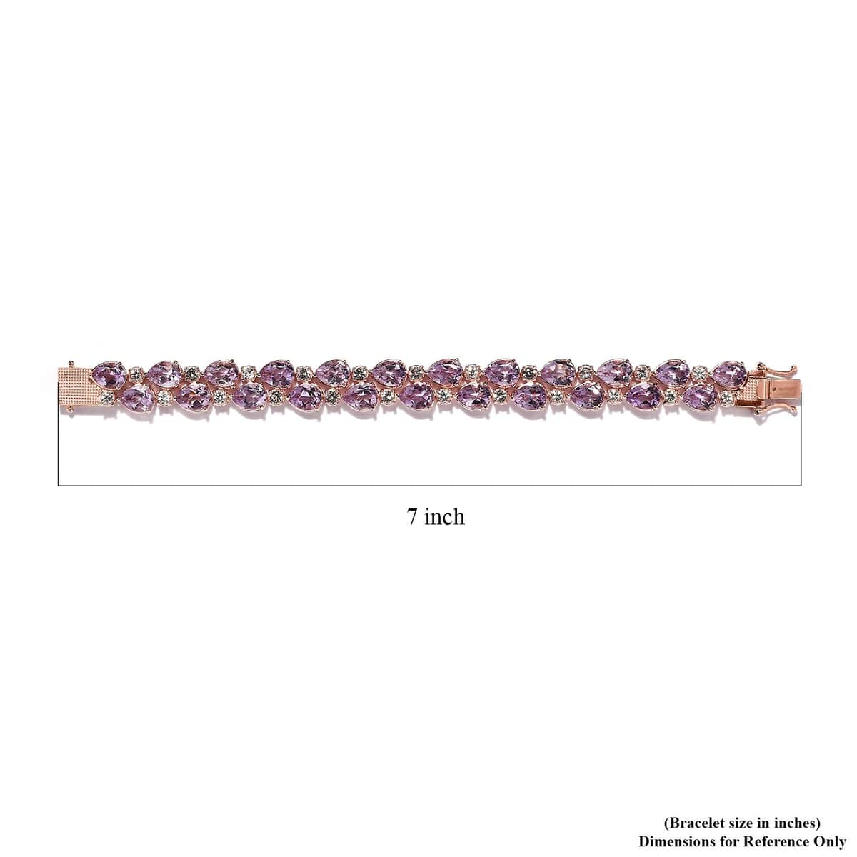AAA Rose De France Amethyst and White Zircon Bracelet Vermeil Rose Gold Over Sterling Silver (6.50 In) 28.75 ctw image number 4