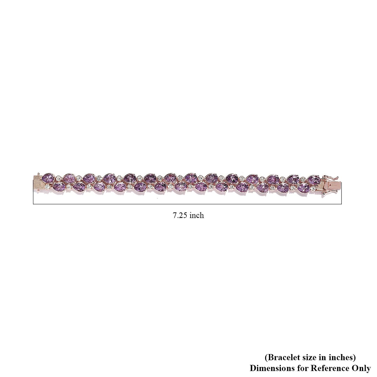 AAA Rose De France Amethyst and White Zircon Bracelet in Vermeil Rose Gold Over Sterling Silver (7.25 In) 33.75 ctw image number 4