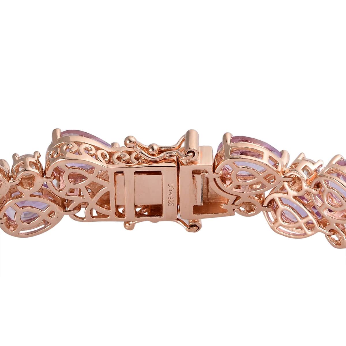 AAA Rose De France Amethyst and White Zircon Bracelet in Vermeil Rose Gold Over Sterling Silver (8.00 In) 36.25 ctw image number 3