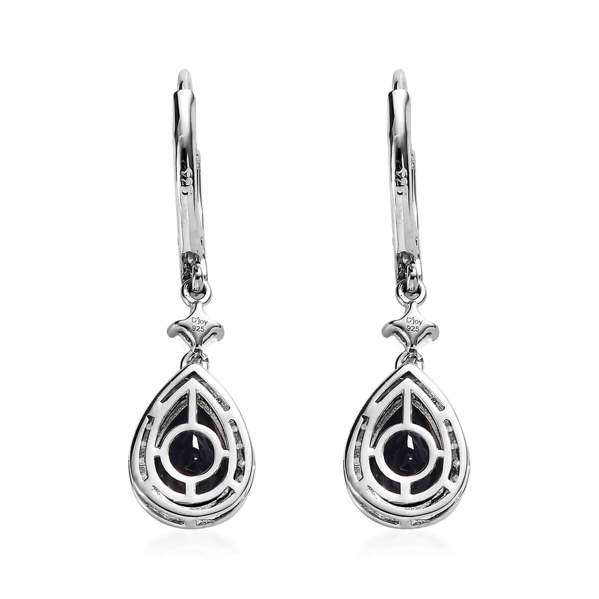 Madagascar Blue Sapphire (DF) and Moissanite Lever Back Earrings in Platinum Over Sterling Silver 4.90 ctw image number 3