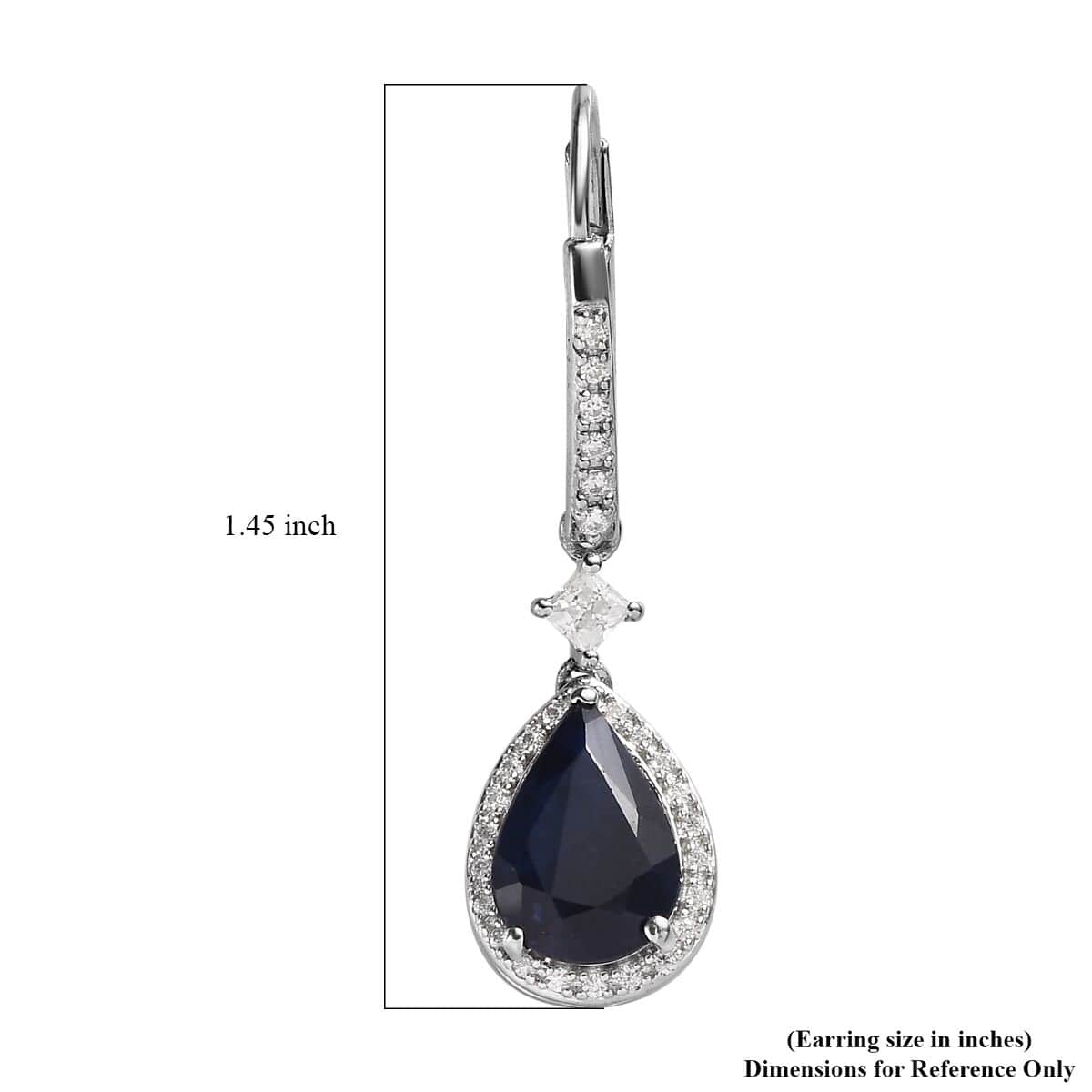 Madagascar Blue Sapphire (DF) and Moissanite Lever Back Earrings in Platinum Over Sterling Silver 4.90 ctw image number 4