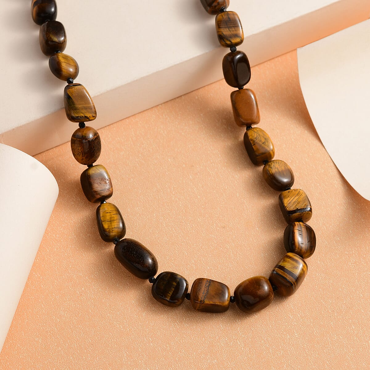 Tiger's Eye and Thai Black Spinel Necklace 20 Inches in Sterling Silver 310.00 ctw image number 1