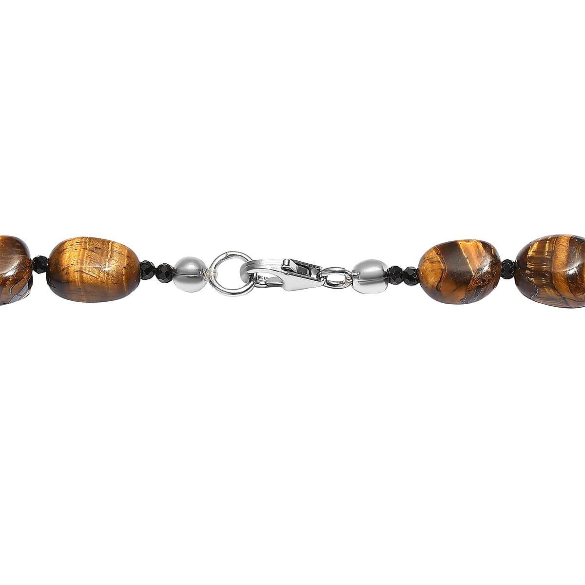 Tiger's Eye and Thai Black Spinel Necklace 20 Inches in Sterling Silver 310.00 ctw image number 4