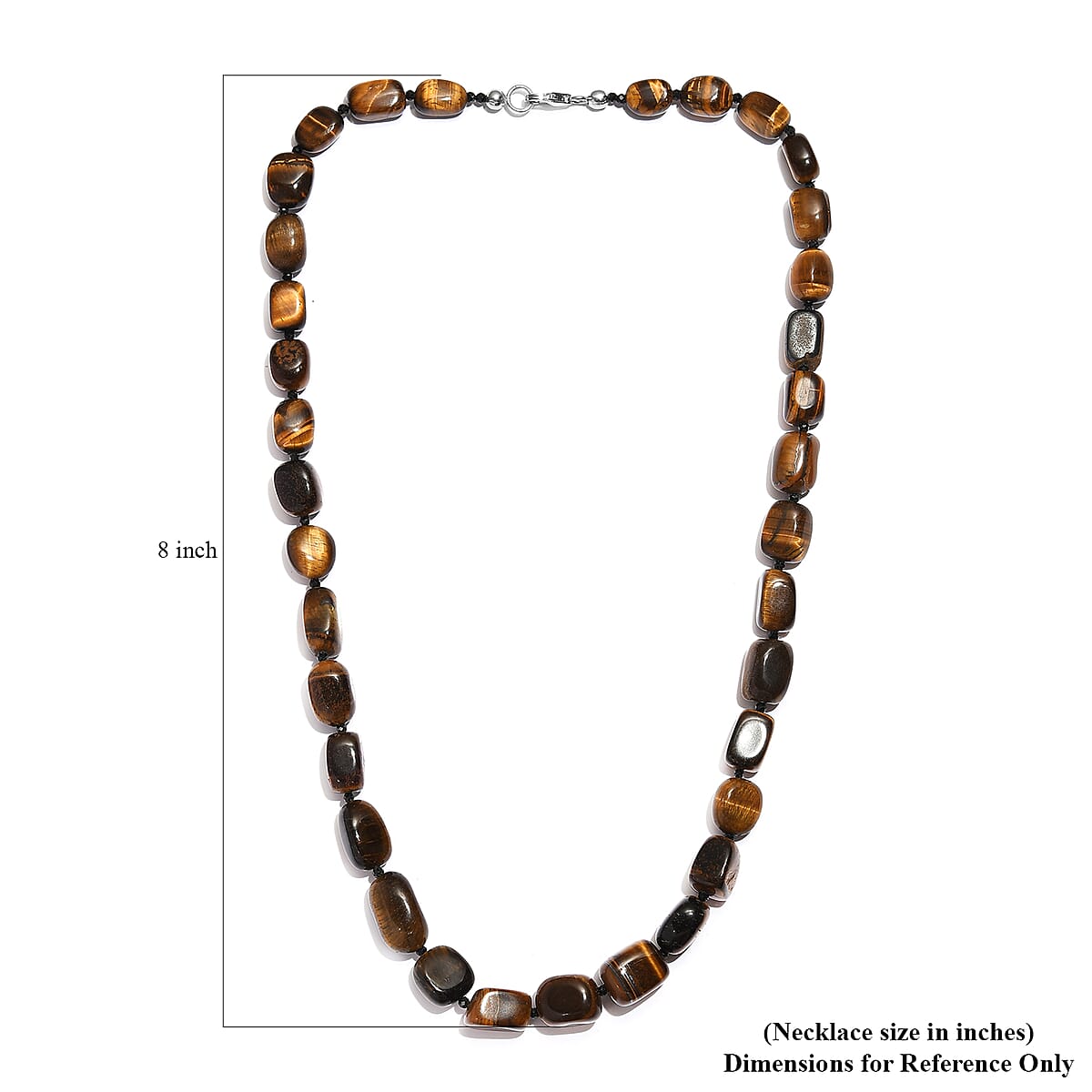 Tiger's Eye and Thai Black Spinel Necklace 20 Inches in Sterling Silver 310.00 ctw image number 5