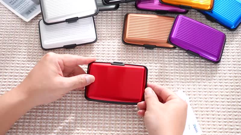 Set of 10 Multi Color Mini RFID Protected Card Holder (4.33"x2.95"x0.78")