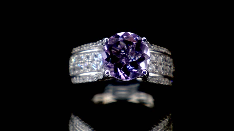 AAA Rose De France Amethyst and White Zircon Bridge Ring in Platinum Over Sterling Silver 3.25 ctw
