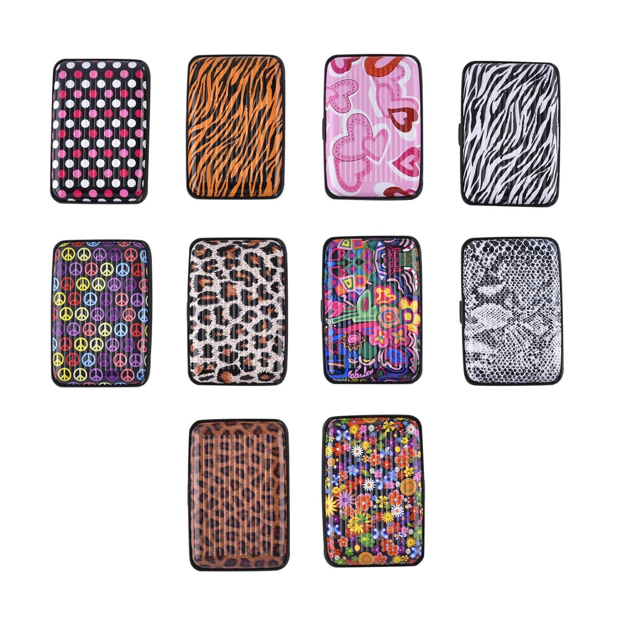 Set of 10 Multi Color Floral and Animal Printed Mini RFID Protected Card Holder image number 0