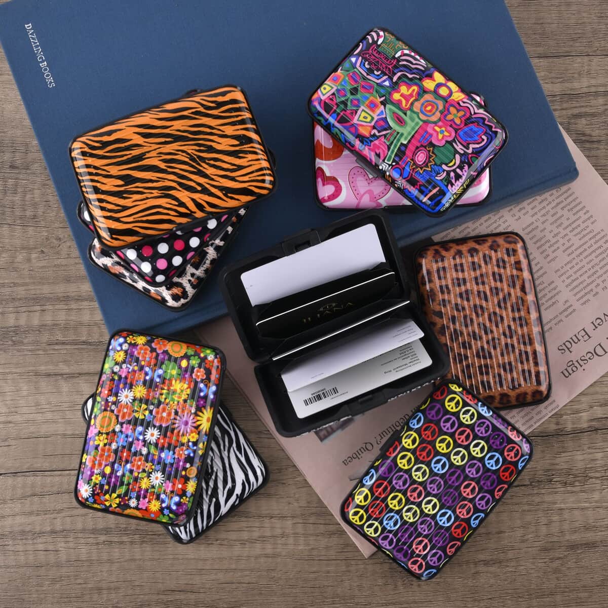 Set of 10 Multi Color Floral and Animal Printed Mini RFID Protected Card Holder image number 1