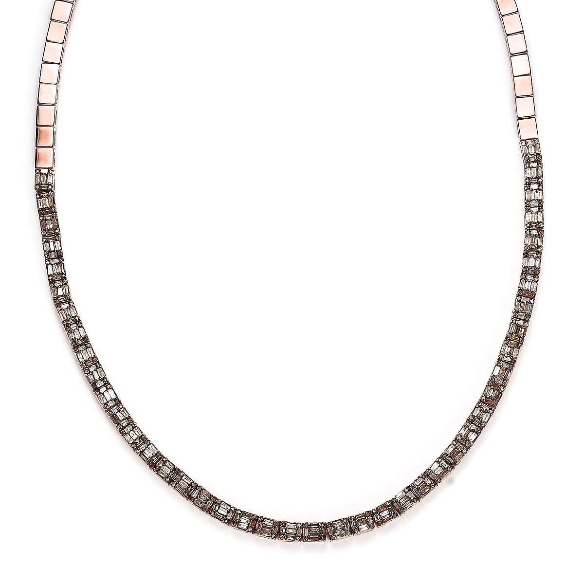Natural Champagne Diamond Necklace 16 Inches in Vermeil Rose Gold Over Sterling Silver 4.00 ctw image number 0