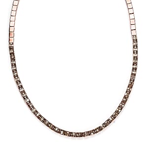 Natural Champagne Diamond Necklace 16 Inches in Vermeil Rose Gold Over Sterling Silver 4.00 ctw