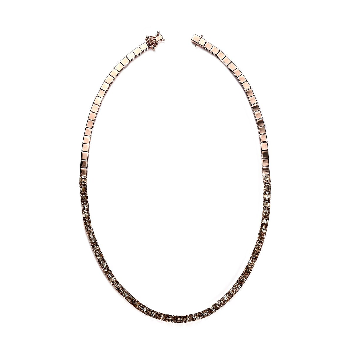 Natural Champagne Diamond Necklace 16 Inches in Vermeil Rose Gold Over Sterling Silver 4.00 ctw image number 3