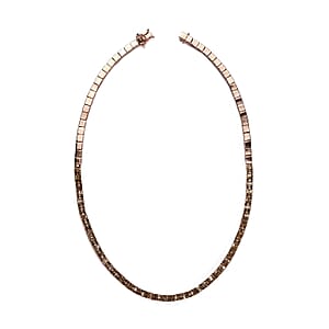 Natural Champagne Diamond Necklace 16 Inches in Vermeil Rose Gold Over Sterling Silver 4.00 ctw
