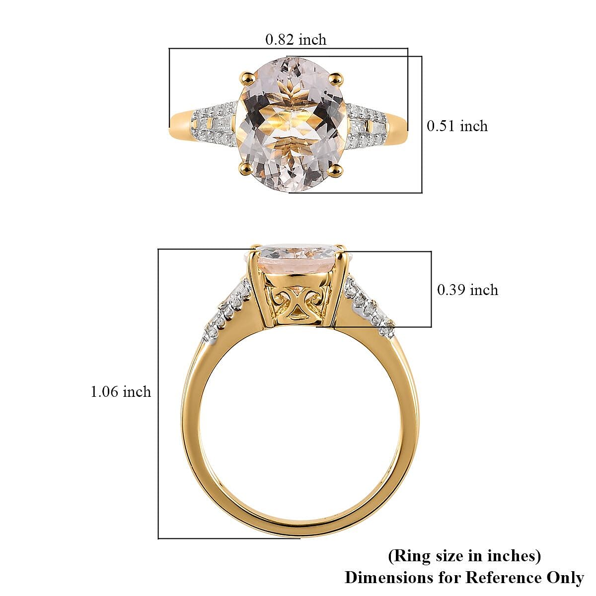One Time Only Pink Morganite, Diamond Ring in Vermeil YG Over Sterling Silver (Size 10.0) 3.15 ctw image number 4