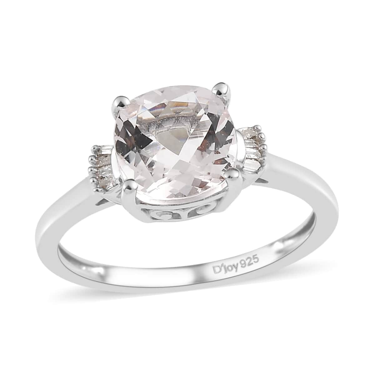 Pink Morganite and Diamond Ring in Platinum Over Sterling Silver (Size 7.0) 1.85 ctw image number 0