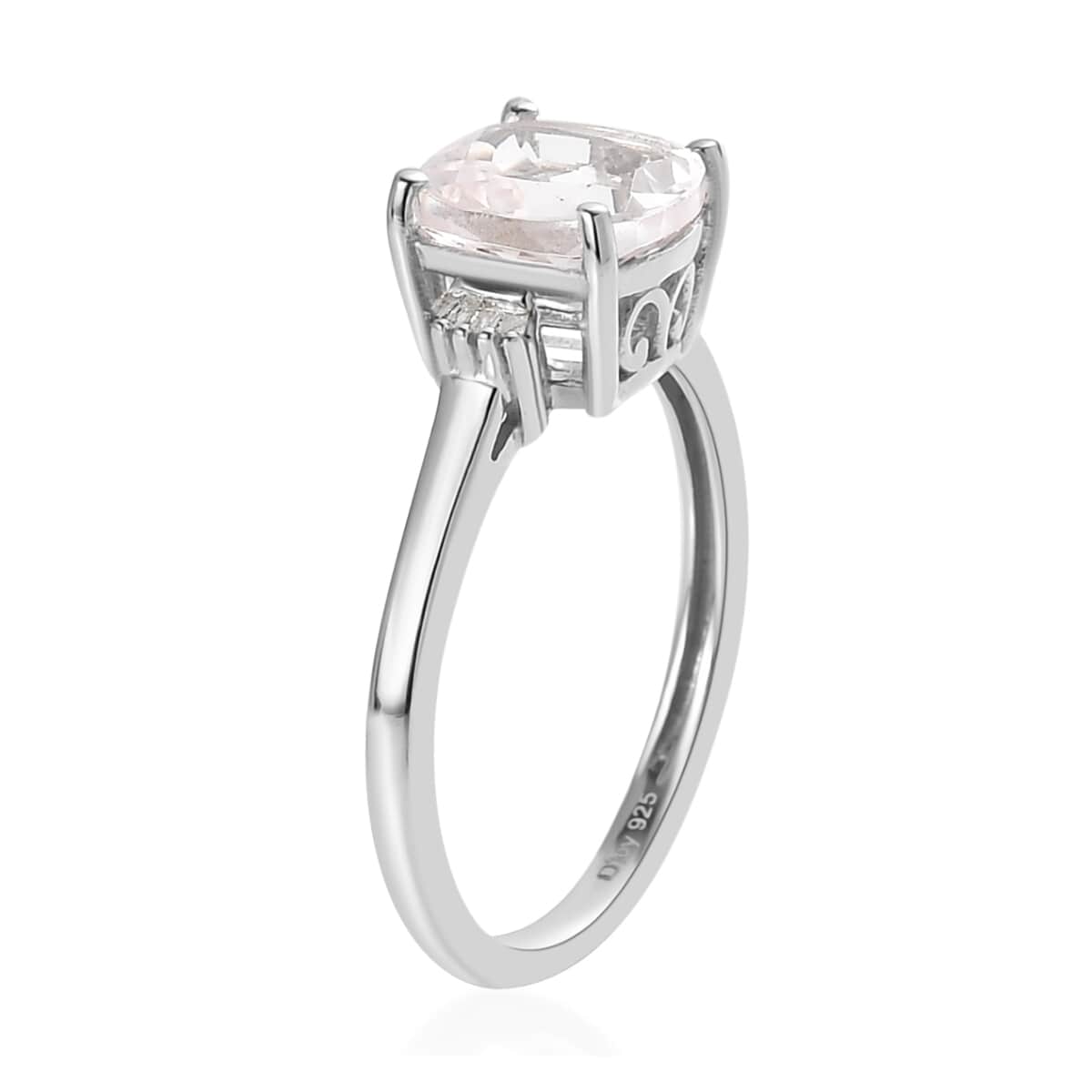 Pink Morganite and Diamond Ring in Platinum Over Sterling Silver (Size 7.0) 1.85 ctw image number 3