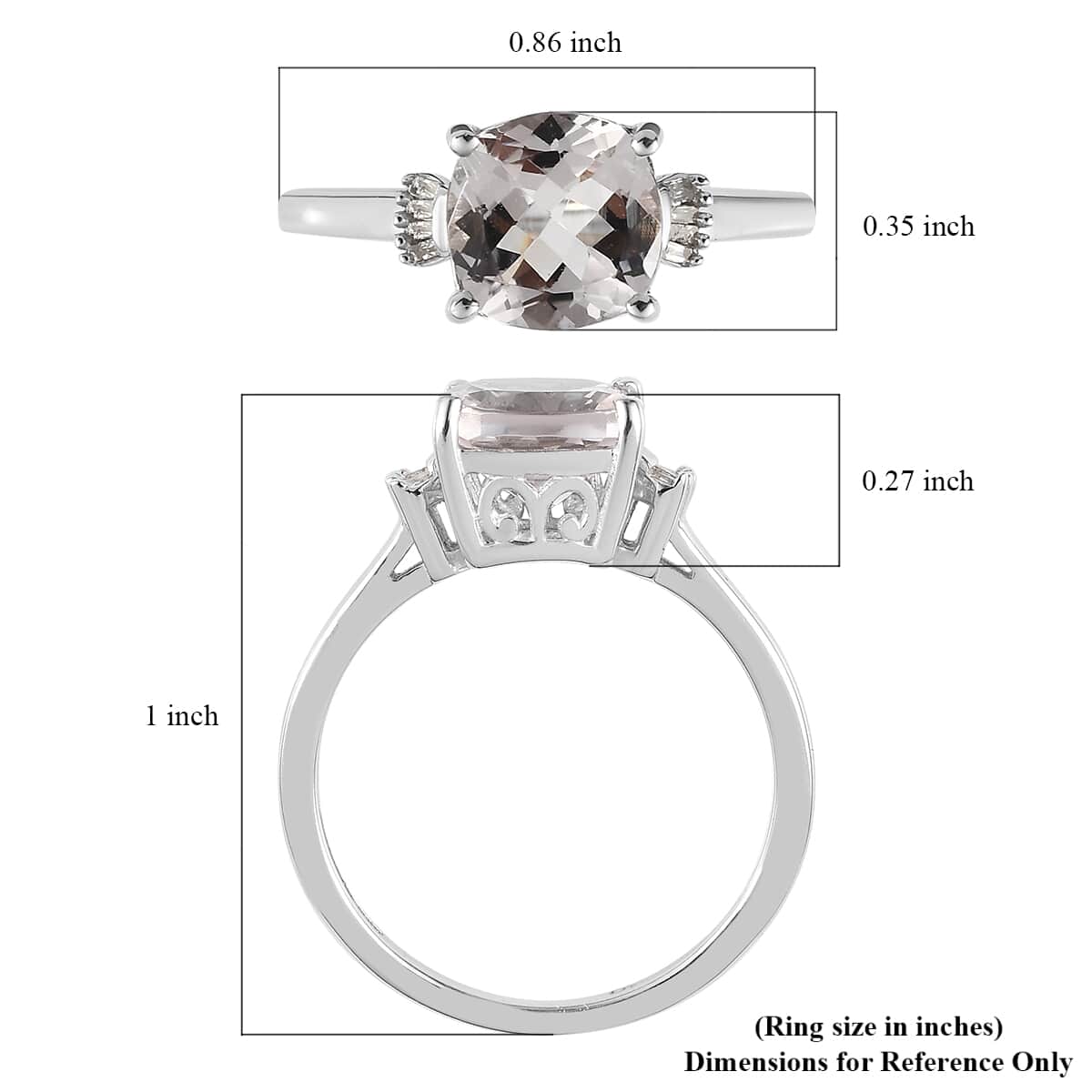 Pink Morganite and Diamond Ring in Platinum Over Sterling Silver (Size 7.0) 1.85 ctw image number 5