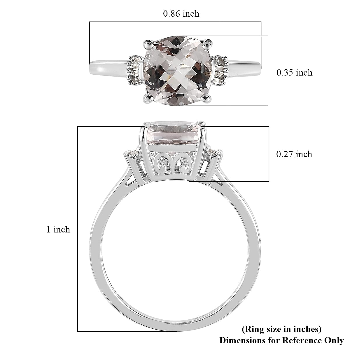 Pink Morganite and Diamond Ring in Platinum Over Sterling Silver (Size 8.0) 1.85 ctw image number 5