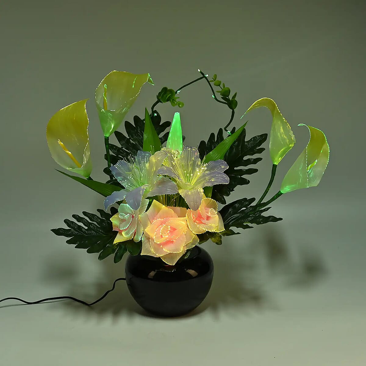 Purple and Pink LED with Color Changing Whell Fiber optic Flowers (11.81"x5.90"x16.53") image number 1