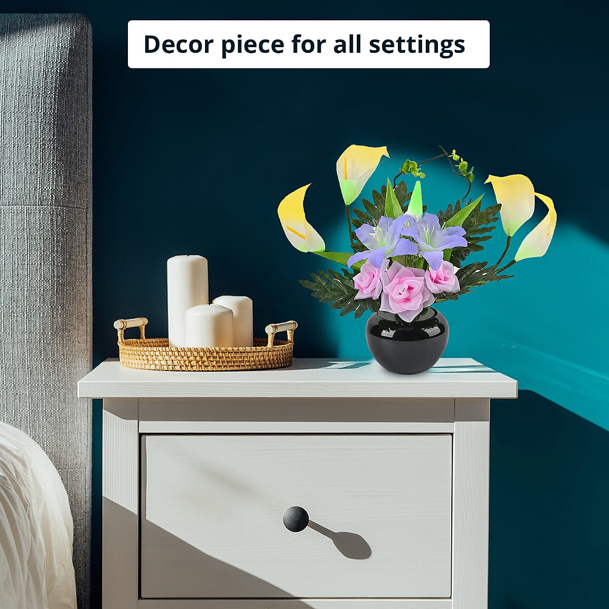 Purple and Pink LED with Color Changing Whell Fiber optic Flowers (11.81"x5.90"x16.53") image number 3