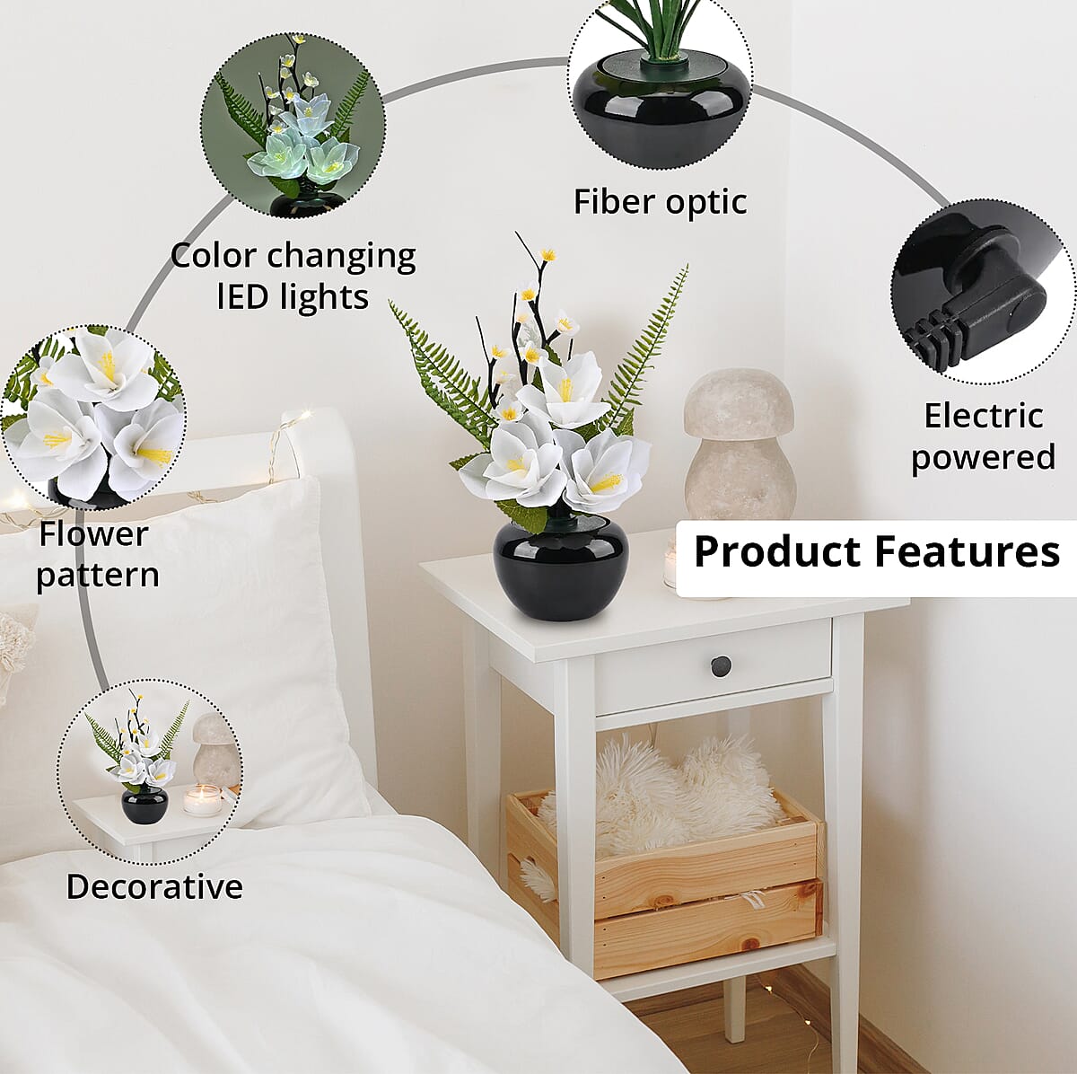 White LED with Color Changing Wheel Fiber Optic Flowers image number 2