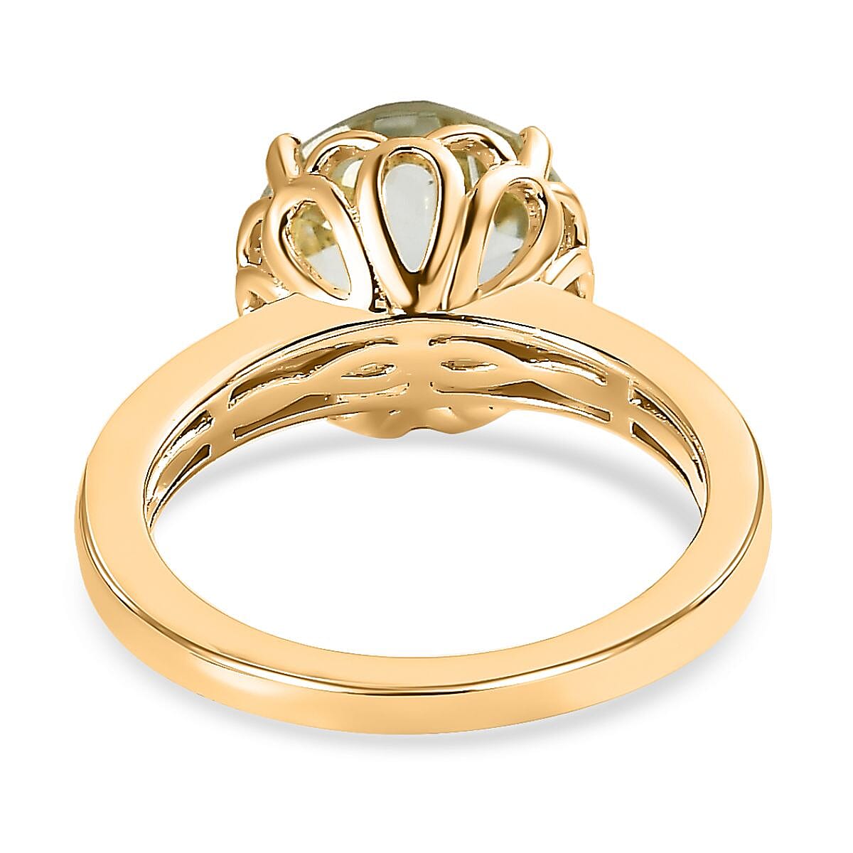 Montezuma Prasiolite 3.41 ctw Ring in Vermeil Yellow Gold Over Sterling Silver (Size 11.5)