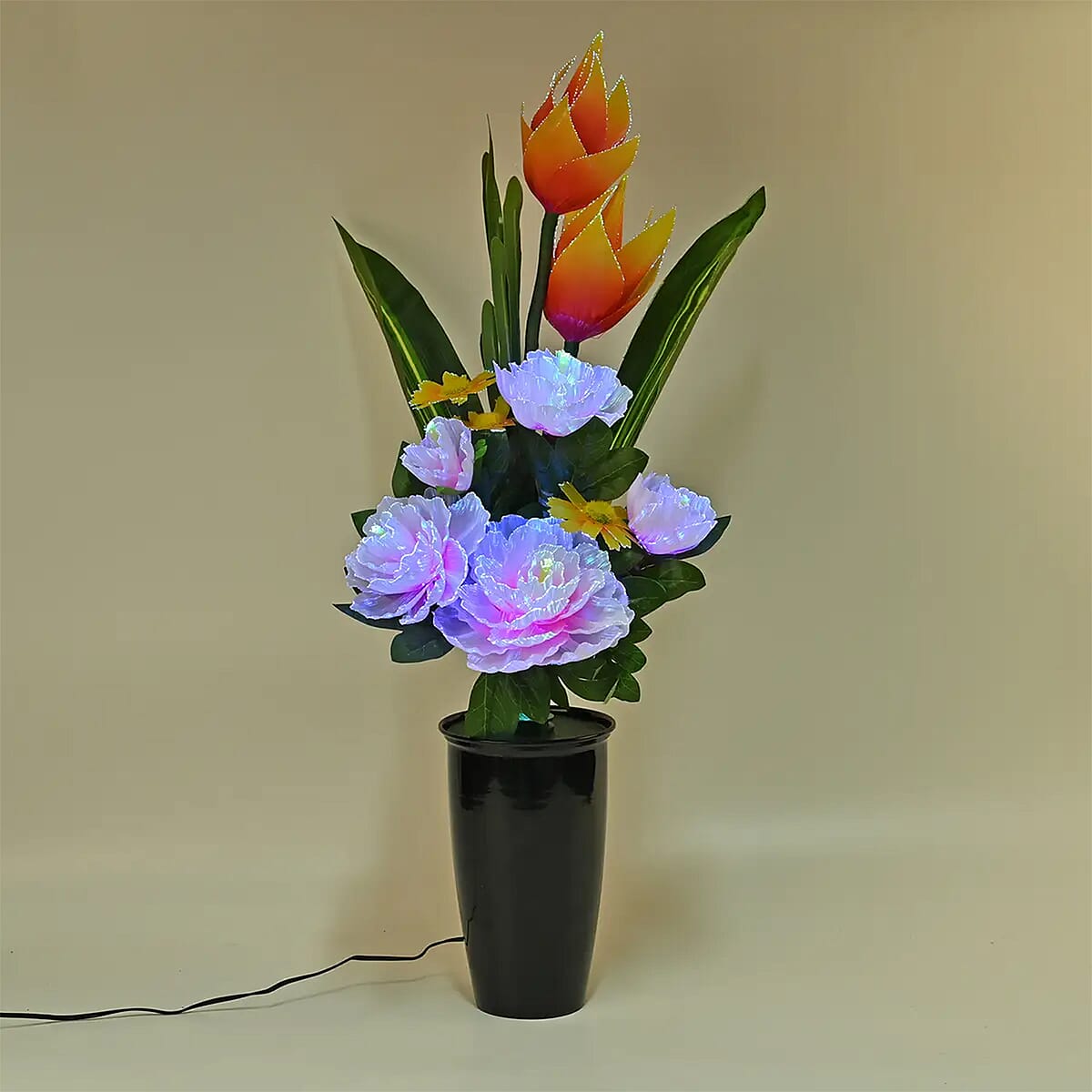White, Yellow and Pink LED with Color Changing Wheel Fiber Optic Flowers image number 1