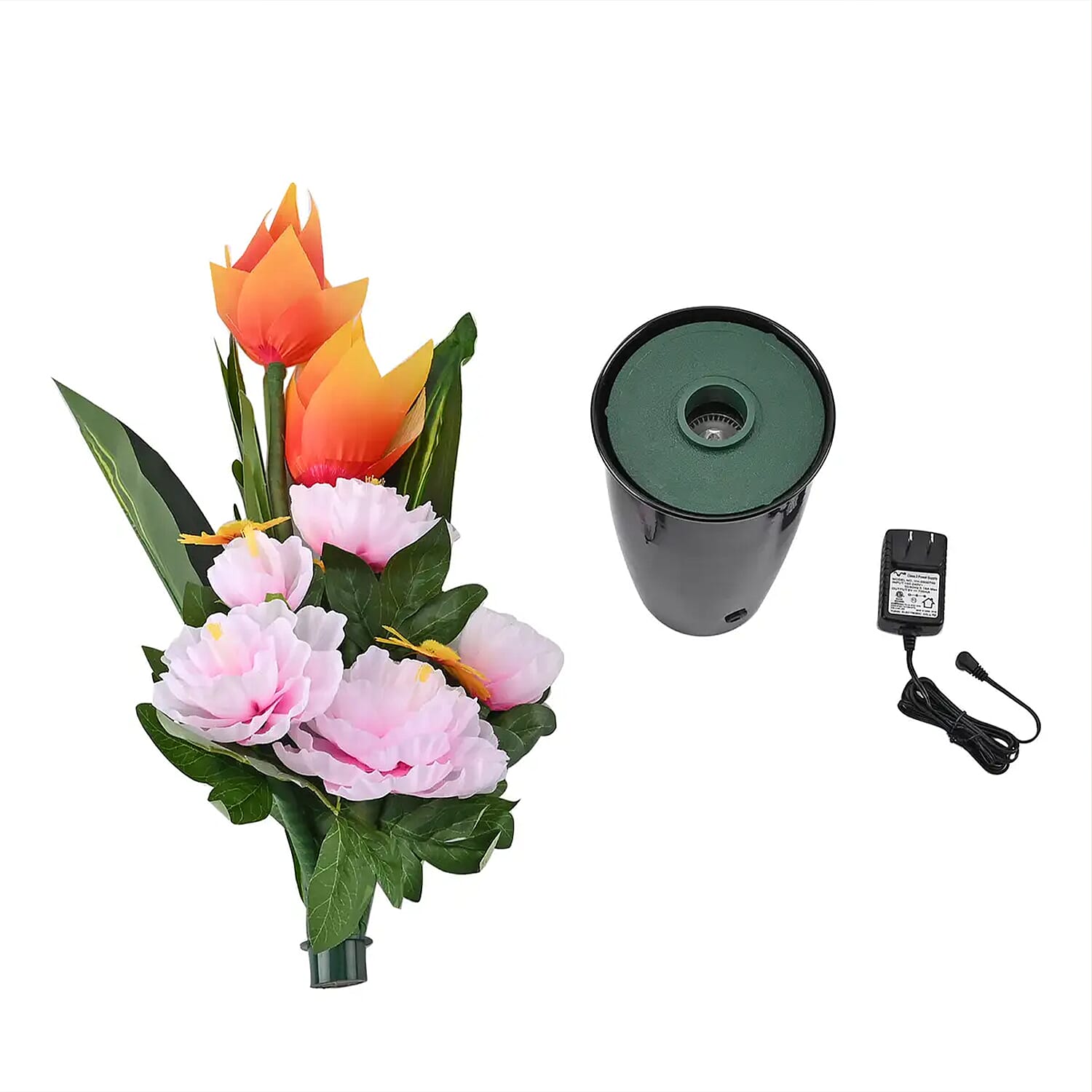 White, Yellow and Pink LED with Color Changing Wheel Fiber Optic Flowers