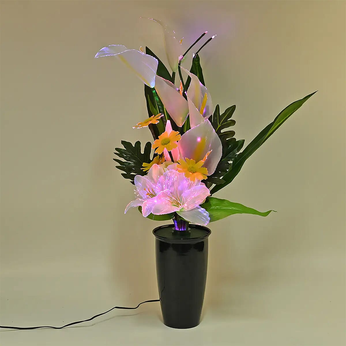 Red, Yellow and Pink LED with Color Changing Wheel Fiber Optic Flowers image number 1